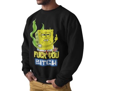 SpongeBob Funny Bio Baumwollmischung Herren Sweatshirt Fuck You Mittelfinger