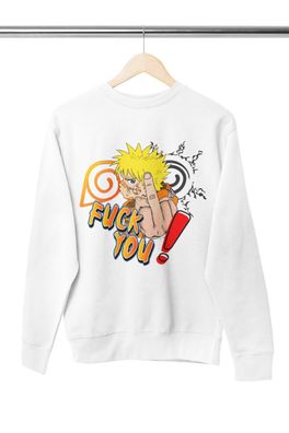 Anime Naruto Sasuke Bio Baumwollmischung Herren Sweatshirt Fuck You Mittelfinger