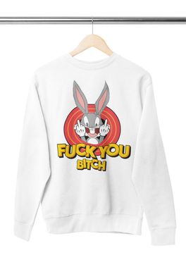 Bugs Bunny Funny Bio Baumwollmischung Herren Sweatshirt Fuck You Mittelfinger