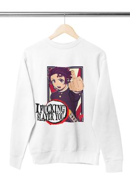 Tanjiro Demon Slayer Bio Herren Sweatshirt Fuck You Mittelfinger