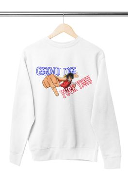 One Piece Rufffy Bio Baumwollmischung Herren Sweatshirt Fuck You Mittelfinger