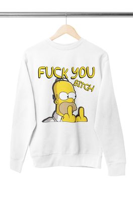 Homer Simpson Serie Bio Baumwollmischung Herren Sweatshirt Fuck You Mittelfinger