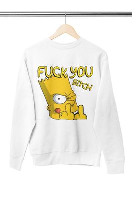 Bart Simpson Serie Bio Baumwollmischung Herren Sweatshirt Fuck You Mittelfinger