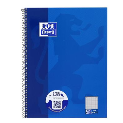 Oxford 100050358 Collegeblock - Schule, Optik Paper 90 g/qm, A4 + , kariert, 80