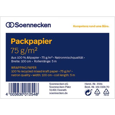 Soennecken Packpapier 3561 100cmx5m Altpapier natronbraun