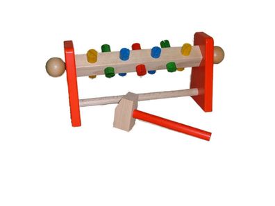 Holzspielzeug Klopfwelle mit Hammer BxHxT 32x9x14cm NEU Holzspiel Geduldsspiel