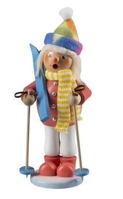 Räucherfigur "Mädchen mit Ski" Höhe 23cm NEU Räuchermann Räucherfigur Rauchfigur