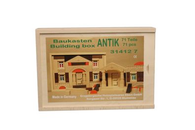 Holzspielzeug Baukasten Antik 71 Teile BxHxT 28,5x20x5cm NEU Holzbaukasten