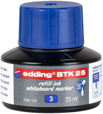 Edding 4-BTK25003 BTK 25 Nachfülltusche - für Boardmarker, 25 ml, blau