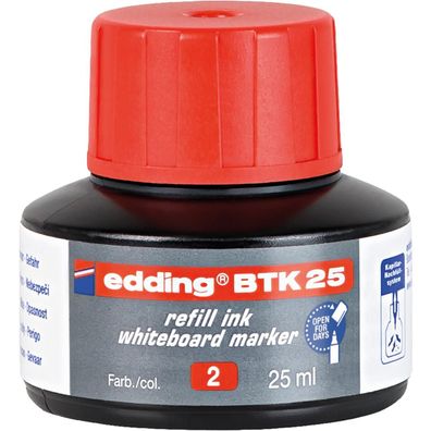 Edding 4-BTK25002 BTK 25 Nachfülltusche - für Boardmarker, 25 ml, rot