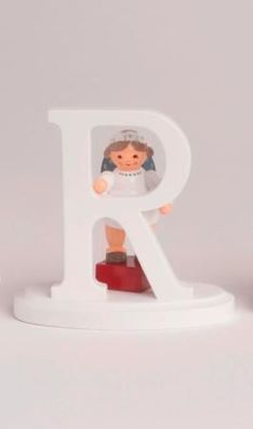 Miniaturfigur Engel mit Buchstabe "R" BxTxH= 7x4x7cm NEU Holzfigur Winter