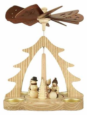 Tischpyramide Winterkinder mit Schneemann Höhe 22cm NEU Holzpyramide