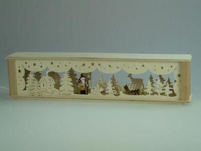 Schwibbogenerhöhung mit Weihnachtsmann und Beleuchtung BxHxT 52x10x10cm NEU Licht