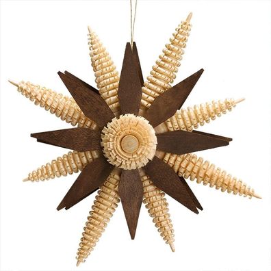 Christbaumschmuck mit Ringelbäumchen &amp; Kieferblätter Natur/Braun Ø 15cm NEU Holz