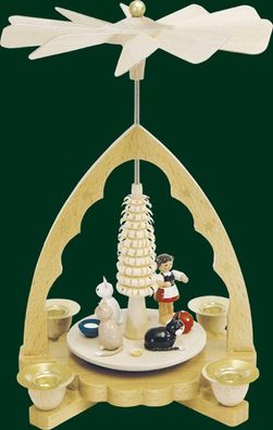 Tischpyramide Mädchen mit Katzen Höhe= 20cm NEU Holzpyramide Tischdekoration Deko