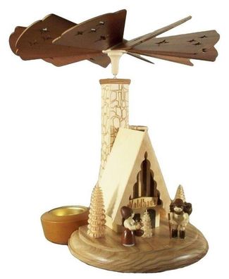 Tischpyramide Räucherhaus Waldhaus BxHxT 24x26x24cm NEU Holzpyramide Tischdekorat