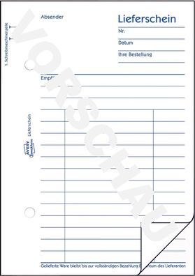 Avery Zweckform® 724 724 Lieferschein, DIN A6, vorgelocht, 2 x 50 Blatt, weiß