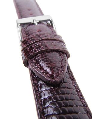 Uhrenarmband Echt Eidechsenleder gepolstert Bordeaux