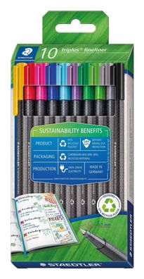 Staedtler® 334 RC10 Feinschreiber triplus® - 0,3 mm, 10 Farben