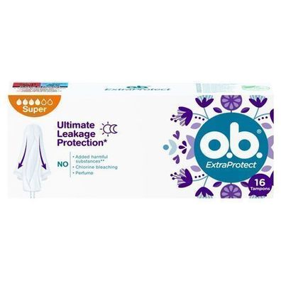 O.B. ExtraProtect Super Tampons, 16 Stéck - Maximale Sicherheit und Komfort