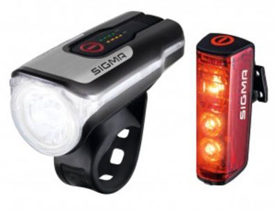 SIGMA SPORT Akku-LED-Leuchten-Set "Aura 80 USB / B schwarz