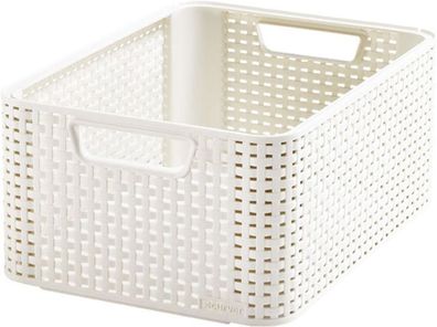 Korb Rattan Style M 38,6 x 28,7 x 17 cm creme CURVER