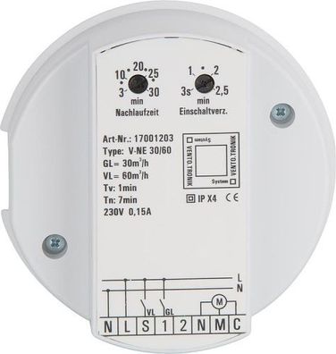 Steuerbaustein EVENES V-NE30/60 2-stufig , it Nachlauf+Einschalt- verzögerung