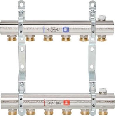 Heizkreisverteiler Evenes Typ M1.4, DN25 (1) Messing, 4 Heizkreise