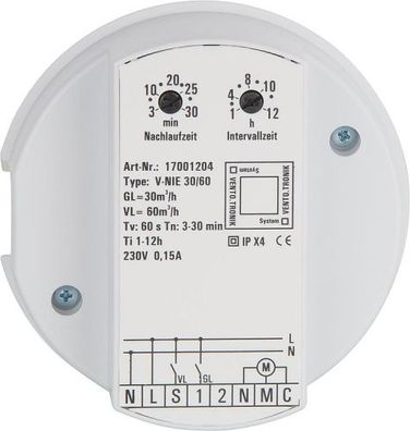 Steuerbaustein EVENES V-NIE30/60 2-stufi g, achlauf+Einschaltverz., Intervallbetr