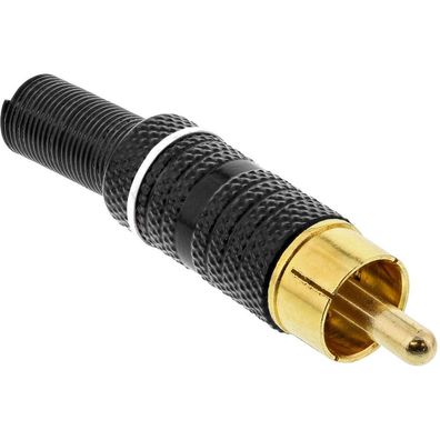 InLine® 99110P Cinchstecker Lötversion, Metall schwarz, Ring weiß, für 6mm Kabel