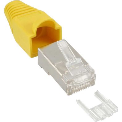 InLine® 74510Y Crimpstecker RJ45 geschirmt, mit Knickschutz und Einfädelhilfe,