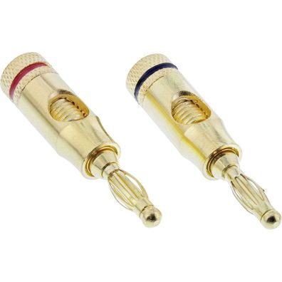 InLine® 99112X 2er Set Bananen Stecker, Schraubversion, Metall, , 1x rot, 1x schwarz