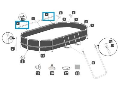 Bestway® Ersatzteil Horizontale Poolstange D (grau) für Power Steel™ Pools 427