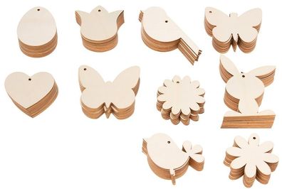 Frühlingsanhänger aus Holz, Big Pack 100teilig