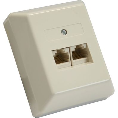 InLine® 69988B ISDN Anschlussdose, 2x RJ45 Buchse, Aufputz, Schraubanschluss 2x