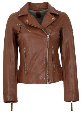 Gipsy - Damen Lederjacke Bikerjacke Lammnappa cognac