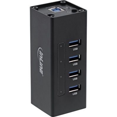InLine® 35395A USB 3.0 Aluminium Hub, 4 Port, schwarz, mit 2,5A Netzteil