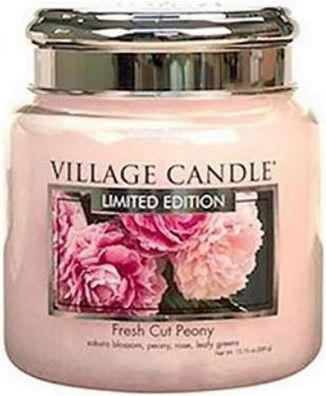 Village Candle Fresh Cut Peony Duftkerze Mittel Glas 389 g Kerzen Teelichter