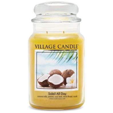 Village Candle Soleil All Day Duftkerze Großes Glas 602 g Kerzen Teelichter