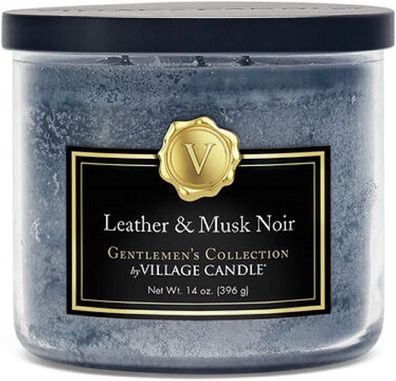 Village Candle Leather & Musk Noir Duftkerze Mittel Glas 396 g Kerzen Teelichter