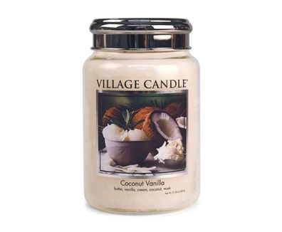 Village Candle Coconut Vanilla Duftkerze Großes Glas 602 g Kerzen Teelichter