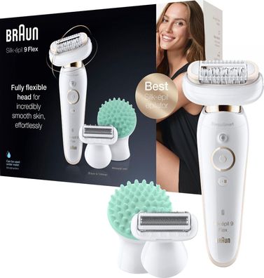 Braun Silk-épil 9 Flex , Epilierer Damen, 6 Aufsätze, Gesicht, asche