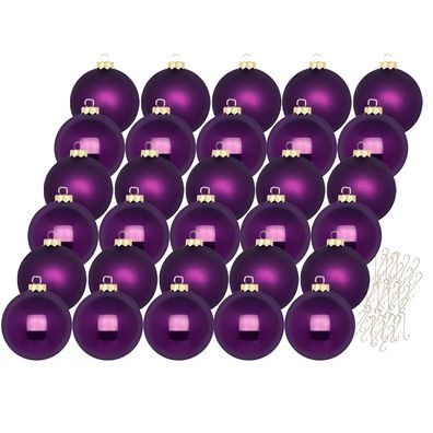 Weihnachtskugeln Purple Symphony 30 Stk 6cm + Haken Inge-Glas