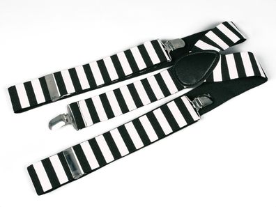 breite Hosenträger schwarz/weiß gestreift Ringel Harlekin Karneval Fasching
