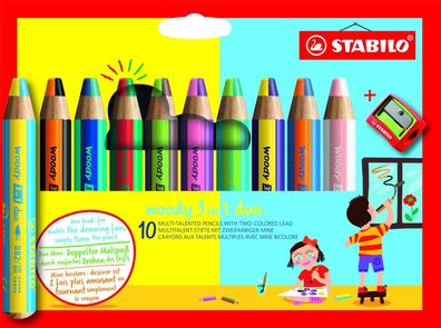 Stabilo 882/10-2 Stabilo Multitalentstift woody 3 in 1 duo, 10er Karton-Etui