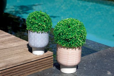 Gilde Übertopf, "Prego", gepunktet, gestreift, Metall, blau, braun, H. 19 cm, D