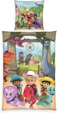 Dino Ranch Wende Bettwäsche Set 2tlg 135 x 200 cm 80 x 80 cm