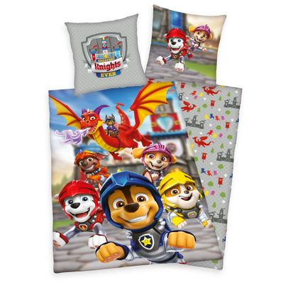 Paw Patrol Rescue Knights Wende Bettwäsche Set 2 tlg.135x200cm 80x80cm