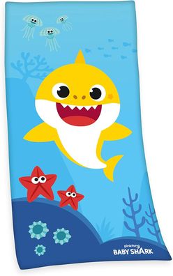 Baby Shark Velourstuch Duschtuch Badetuch Strandtuch 75 x 150 cm