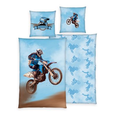 Motocross Bettwäsche Set 2tlg. 135x200 cm 100% Microfaser